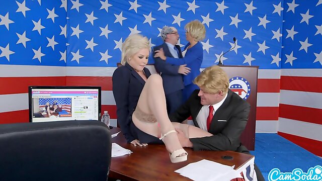 Funny presidential debate ends up with a public place sex