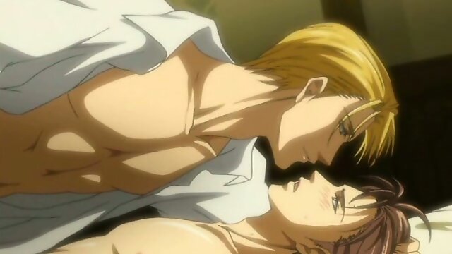 Anime boy anal sex and love with a muscular man