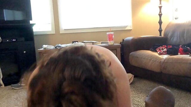 BBW mom with hairy pussy BBC fantasy sucks long black dildo