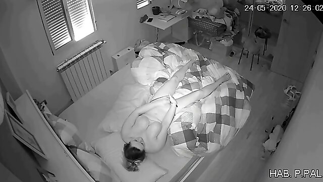 Young mom Masturbates in front of a hidden camera