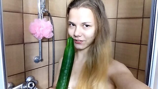 Skinny Clit, Big Tits, Cucumber