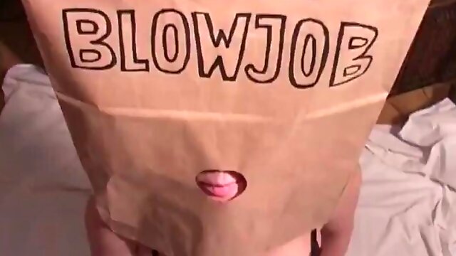 Anonymous Prostitute Cheap Blowjob Wearing a Paper Bag