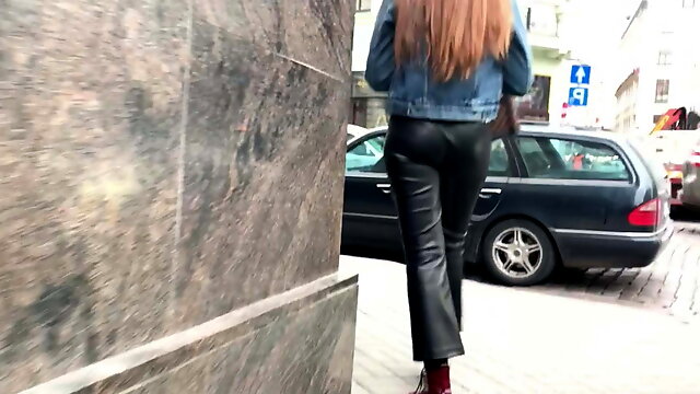 Latvian vacations - Girl in leather pants with a sexy ass