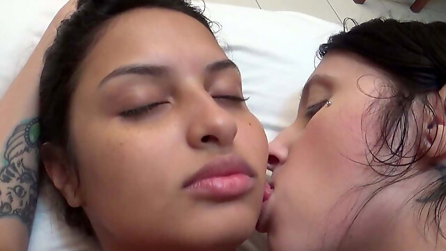Brazilian lesbian licking and kiss face