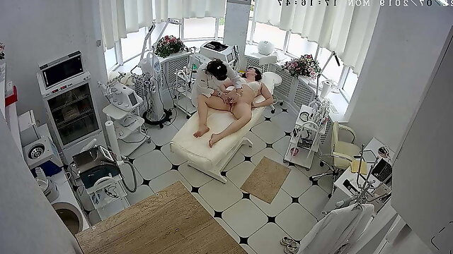 Hidden cameras. Beauty salon, waxing pussy and ass mom