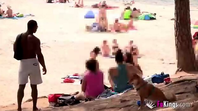 Black guy fucked a white chick on the beach, while no one was watching them