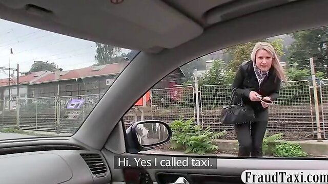 Hot blonde gets tricked by a taxi driver