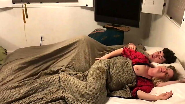 Sexy Stepmom shares bed with stepson