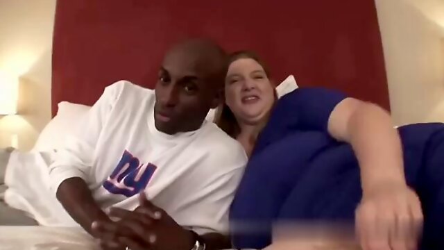 Black guy is fucking a chubby, blonde woman in many positions, to make her cum