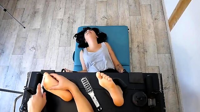 French Adorable Girl Tickled Feet