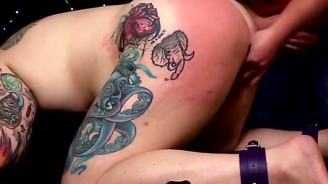 Restrained Tattooed Bbw Gets Spanked, Flogged And Fingered For Her Birthday