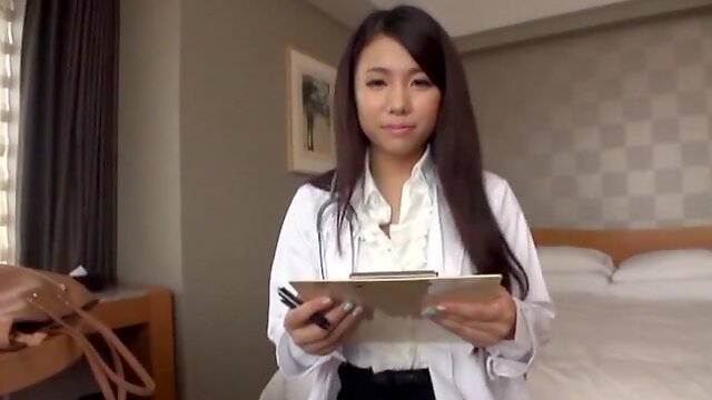 Naughty Japanese doctor drops her uniform to ride his hard dick