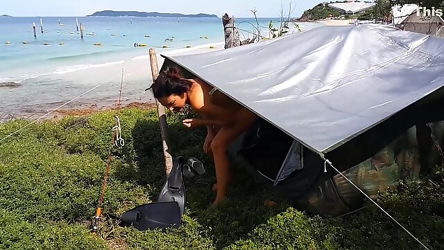 Romantic Camping Adventure # Night Tent Sex N Morning Pee At Sea Shore Wild Camping