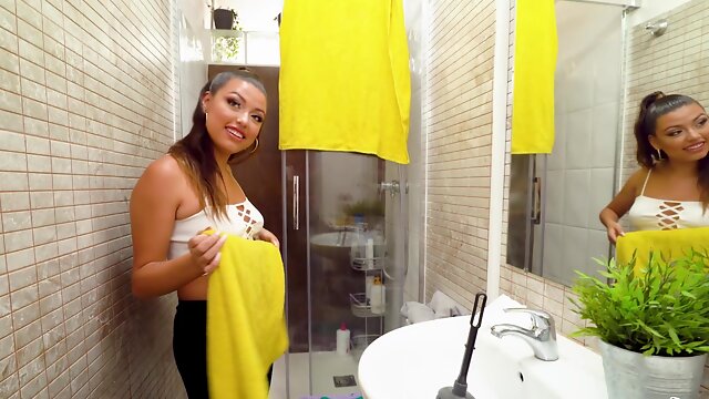 Small tits Latina maid Camila Palmer takes money to be fucked good