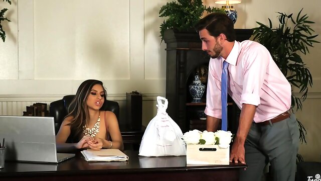 Sexy babe Nina North gets fucked right at her workplace