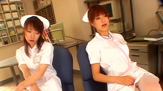 Sexy Japanese nurse drops her panties to be fucked on the bed