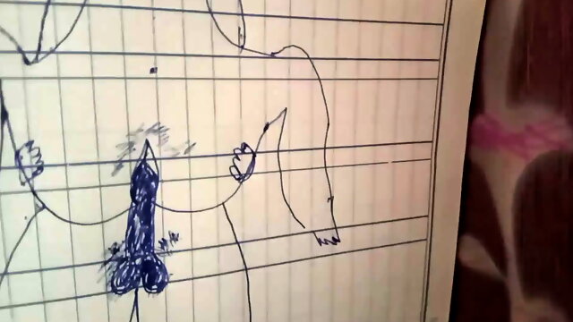 Art made drawing with the help of a pencil while having sex