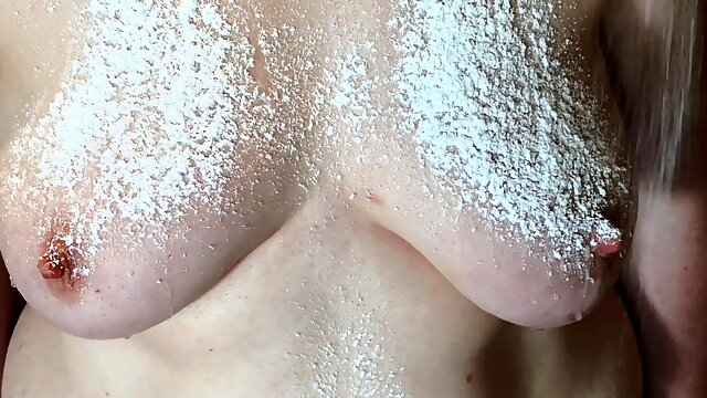 Tits with powder sugar