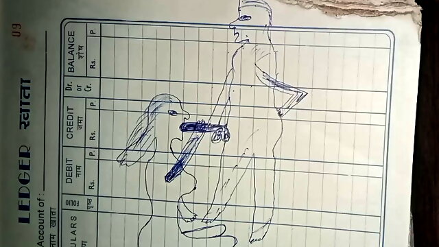 Art made drawing with the help of a pencil while having sex