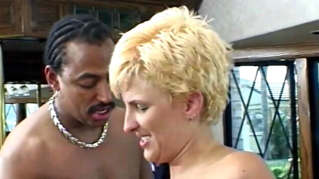 Husband watches his horny blonde wife suck off two hung black guys and fucks