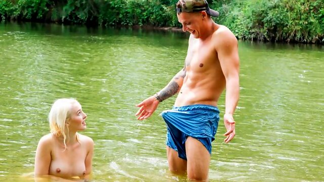 Astonishing outdoor sex in the water with a blonde Lovita Fate