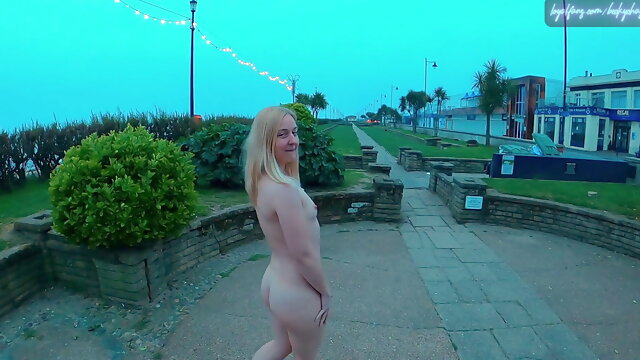 Public Nude Walk, British Wife Outdoors, Exhibitionist