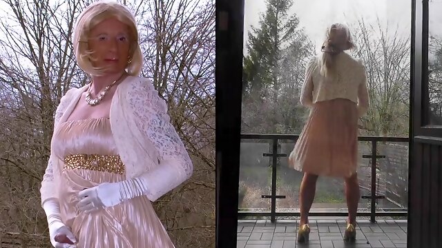 Outdoor Jerking Cumshot, Crossdresser Satin, Nylon