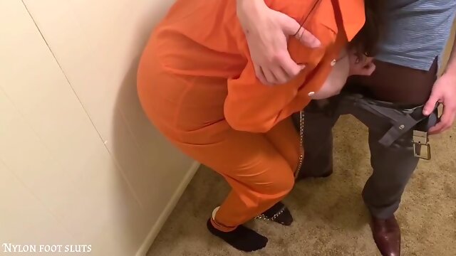 Sexy Foot Fetish Girl Prisoner Slave Arrested By Nylon Sissy Pantyhose Cuffed Handjob