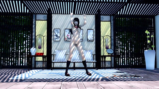 Japanese schoolgirl dancing naked