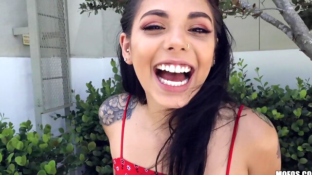 A Helping Hand for Tony Rubino - petite brunette in POV sex outdoors