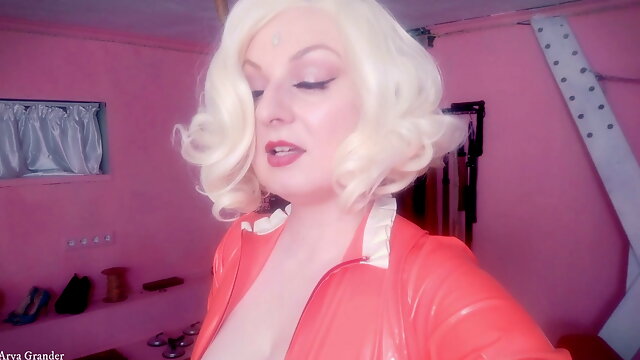 Selfie video - FemDom POV - Strap-on Fuck - Rude Dirty Talk from Latex Rubber Hot Blonde Mistress