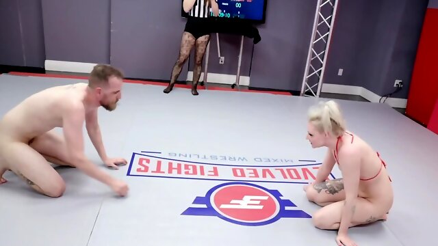 Chad Diamond & Arielle Aquinas are wrestling naked on the floor