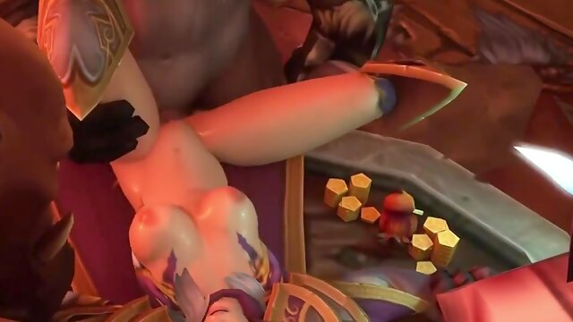 3 DIMENSIONAL Animation - Cougar has fuck-a-thon ejaculation with 3 Orcs - Gang fuckfest Animation