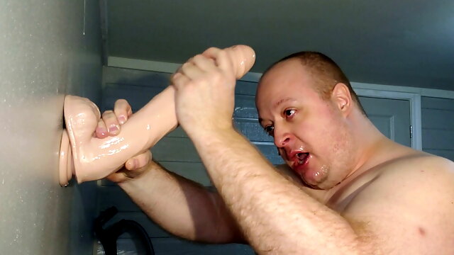 Deepthroat 5 huges dildos , 7 to 14 inch cock , injecting lot of lube