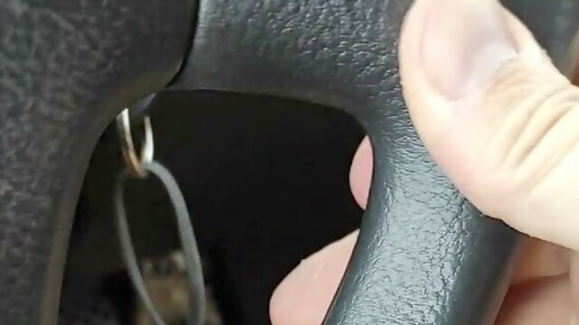 Joana Love Ts masturbating while driving and showing her transparent sexy high heels