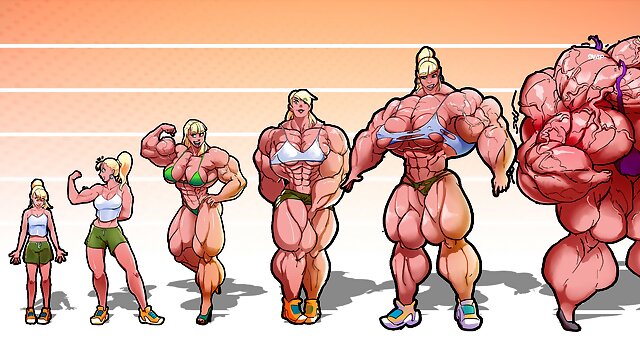 Biceps, Boob Growth, Female Muscle, Cartoon
