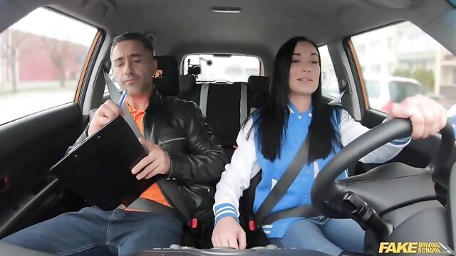 Fake driving teacher fucks Adriana Rys real twat