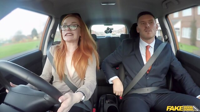 Cheeky Redhead Fails On Purpose Fake Driving School