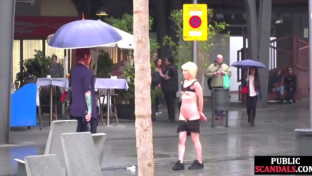 Lezdom Redhead Milf Shows Teen Bondservant Outdoor In Publi