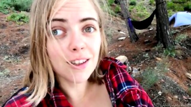 Camping, Nudist Camp, Creamy Pussy, Standing Masturbation