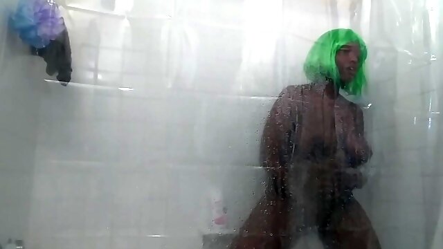 Curvy Ebony Takes Erotic Shower