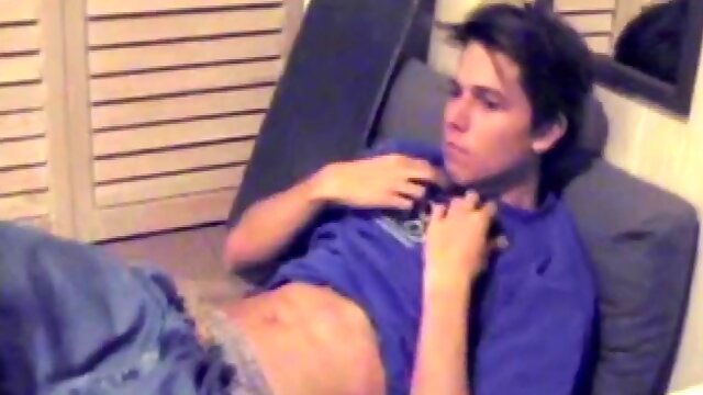 Fabulously lean and smooth, Jayden works his cock inside his boxers, and she eventually pops out. With the usual loud straight porn in the background, Jayden gives himself a vigorous hand job.