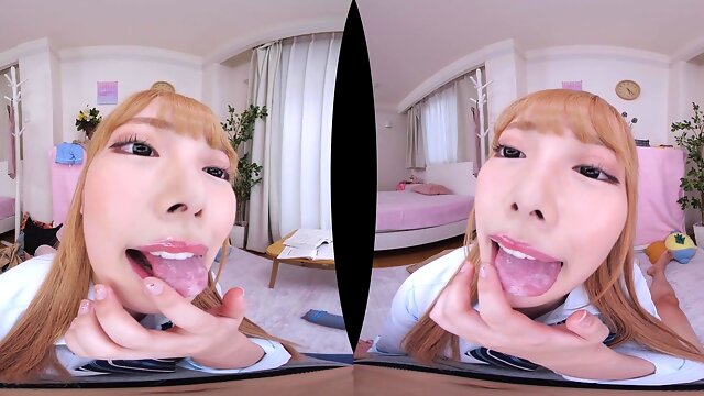 POV VR 4k ultra hd with redhead Japanese schoolgirl - hardcore with cumshot