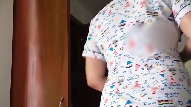 Maid with amazing ass gets groped and kiss at work