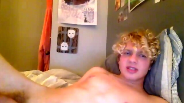 Curly Haired Blond Lad Wanking Boys Porn