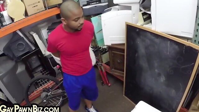 Black gay pawn sucks cocks and gets banged threesome in the office