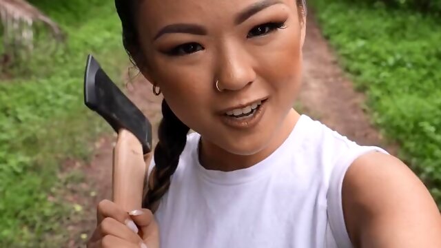 Asian petite teen Lulu Chu gets banged in the forest