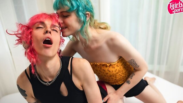 Lesbian Tgirl, Shemale Fucking Each Other, Poppy, Couple
