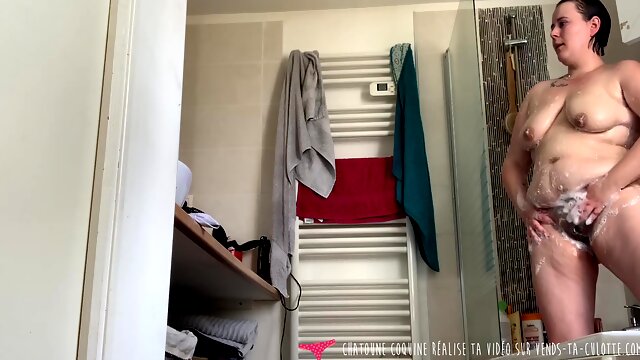 Spycam: My Stepmother In The Bathroom, Sniffing Her Panties And Masturbating