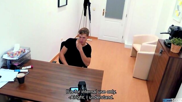 Bossy casting stud fucking a newcomer in POV